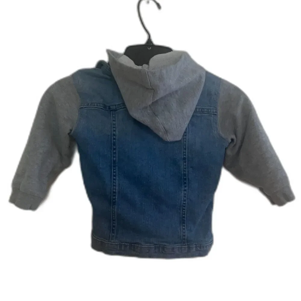 Wonder Nation Denim & Fleece Jacket Unisex Size 3T Removeable Hood Medium Wash